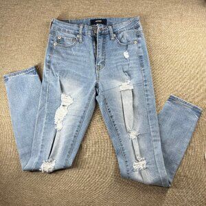Aéropostale Women's Blue Skinny Distressed Medium Wash Stretch Denim Jean Size 2